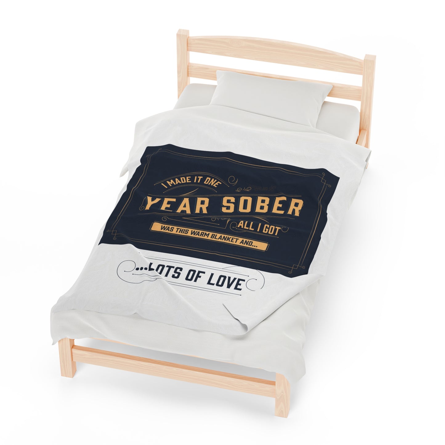 Velveteen Plush Blanket - Sobriety Recovery Gift with Love Design